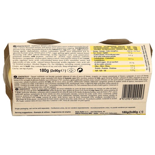DOLCE MAMMA Lemoncello estilo italiano DOLCE MAMMA 2 x 90 g.