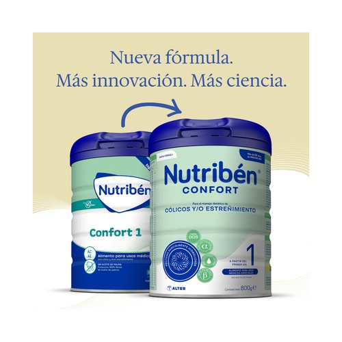 NUTRIBÉN Confort Leche (1) de inicio de fácil digestión, para lactantes a partir del primer día 800 g.