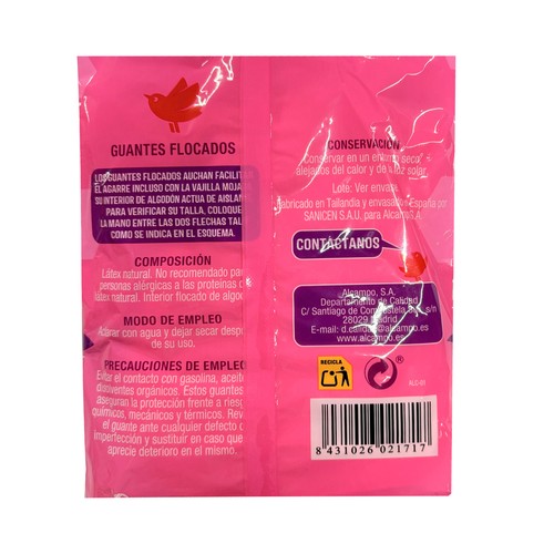 PRODUCTO ALCAMPO Guantes de látex y algodón flocados especial baños talla mediana 7-7 1/2 PRODUCTO ALCAMPO 1 par