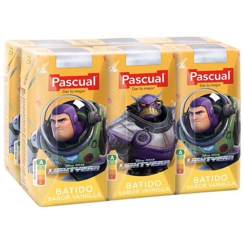 PASCUAL Batido de vainilla, elaborado sin edulcorantes PASCUAL 6 x 200 ml.