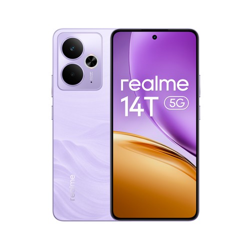 Smartphone REALME 14T 5G, 6,72" (17,018cm), 256GB + 8GB RAM color morado.