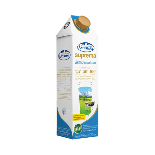 CENTRAL LECHERA ASTURIANA Leche semidesnatada de vaca, ultrafiltrada y sin lactosa CENTRAL LECHERA ASTURIANA Suprema 6 x 1 l.