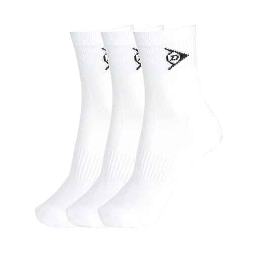 Pack de 3 pares de calcetines tobilleros DUNLOP Running, color blanco, talla 43/46.