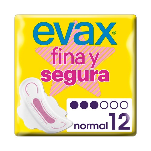 Compresa normal con alas EVAX Fina y segura 12 uds.