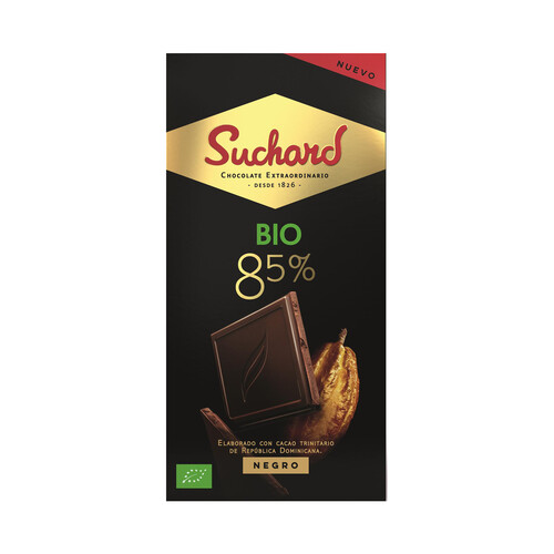 SUCHARD Chocolate 85 % cacao ecológico SUCHARD 90 g.