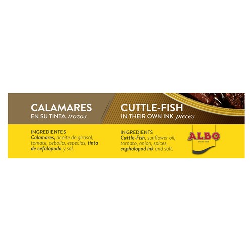 ALBO Calamares en su tinta en trozos lata de 72 g.