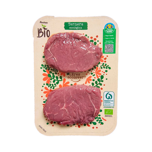Filetes de 1ªA de ternera ecológica, especiales plancha o freir ALCAMPO PRODUCCIÓN CONTROLADA ECOLÓGICO 250 Gramos Aproximados