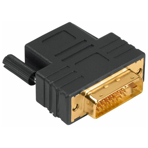 Adaptador QILIVE de HDMI hembra a DVI macho, terminales dorados.