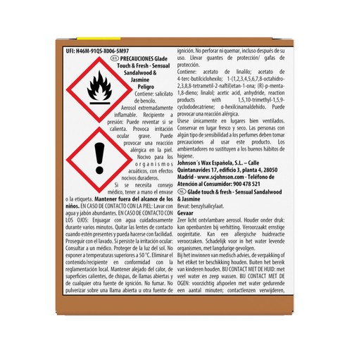 GLADE Un toque Recambio para ambientador con fragancia a madera de Sandalo y Jazmín .3 x 10 ml