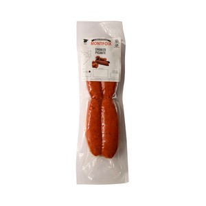 Chorizo fresco oreado picante, envasado al vacio y elaborado sin gluten ni lactosa 280 g.
