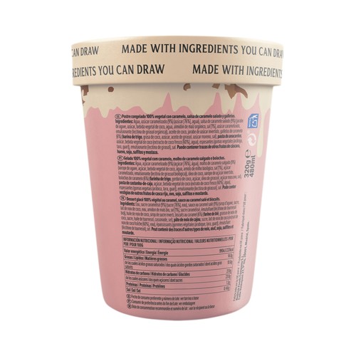 PINK ALBATROSS Helado vegetal de caramelo salado y galletas 480 ml.