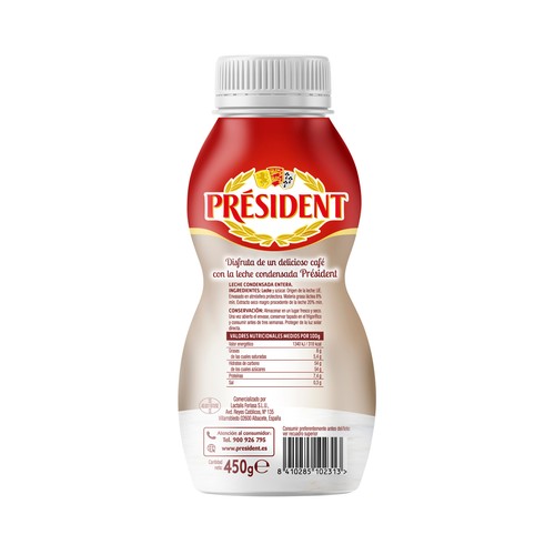 PRESIDENT Leche condensada ideal para tomarla con café 450 g.