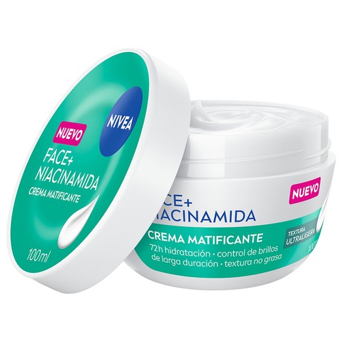 NIVEA Face+ Crema facial hidratante y matificante, para pieles mixtas y grasas 100 ml.