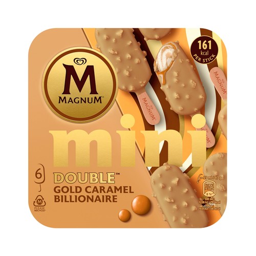 MAGNUM Mini bombón de galleta con nueces de Pecán y salsa de caramelo salado 6 x 55 ml.