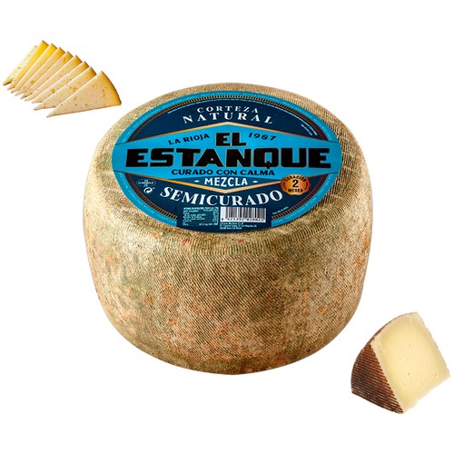 EL ESTANQUE Queso mezcla semicurado con corteza natural al corte. - Trozo