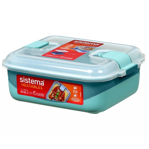 Recipiente 1L hermético rectangular, apto para microondas, modelos surtidos. SISTEMA