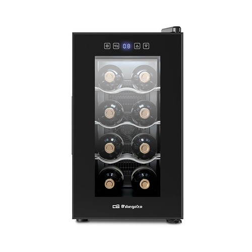 Vinoteca ORBEGOZO VT 840, color negro, 8 botellas, eficiencia energética: E, H: 47,5cm, A: 26,5cm, F: 51,6cm.