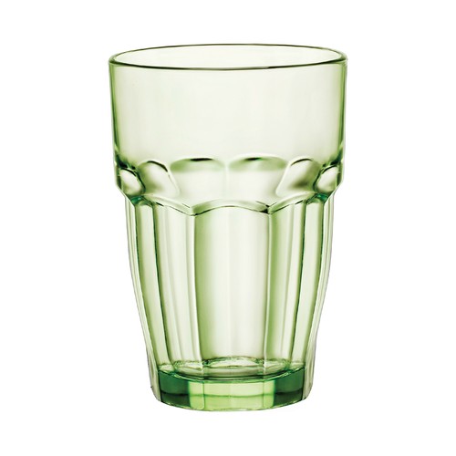 Vaso alto de vidrio color verde, 0,37 litros, Rocks BORMIOLI.