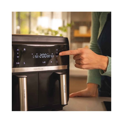 Freidora de aire con 2 cestillos CECOTEC Cecofry Advance Double, 2850W, capacidad 9L, temperatura dual.