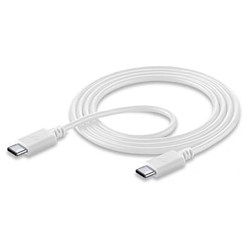 Cable de datos USB-C a USB-C de 120cm, color blanco, CELLULAR LINE
