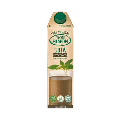 DON SIMÓN Bebida de soja (100% vegetal), rica en proteínas y con sabor a chocolate 1 l
