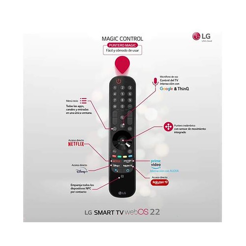 Televisión 139,7 cm (55") QNED MiniLED LG 55QNED866RE 4K, HDR, SMART TV, WIFI, BLUETOOTH, TDT T2, USB reproductor y grabador, 4HDMI, 100HZ.