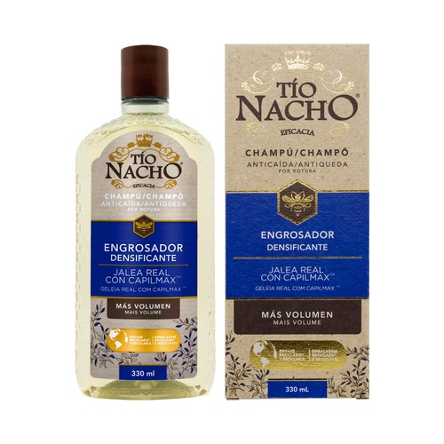 TIO NACHO Champú voluminizador y anticaida por rotura, con jalea real con capilmax 330 ml.