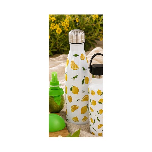 Botella térmica 500ml color limones acero inoxidable. P&P