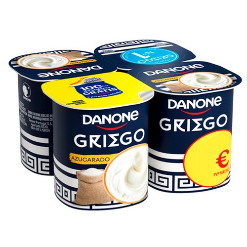 DANONE Yogur griego natural azucarado 4 x 110 g.