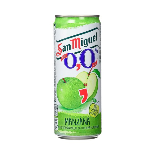 Cerveza (0,0% alcohol) con sabor a manzana SAN MIGUEL lata de 33 cl.