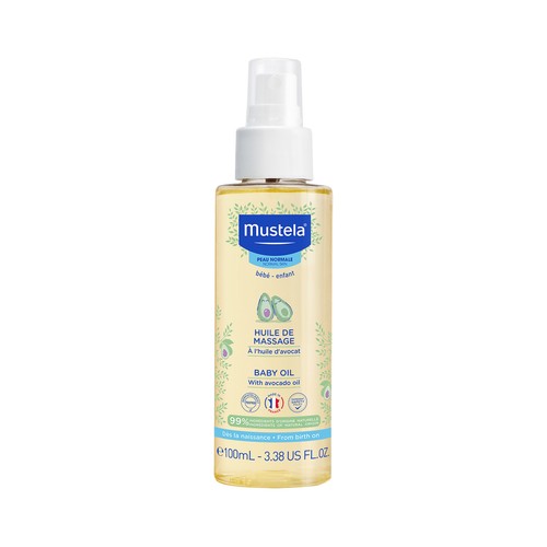 MUSTELA Aceite de masaje para bebe, con aceite de aguacate, que hidrata y suaviza MUSTELA 100 ml.