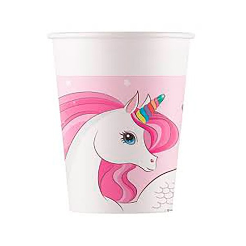 Pack de 8 vasos de papel de unicornio de 200ml, FSC, PROCOS
