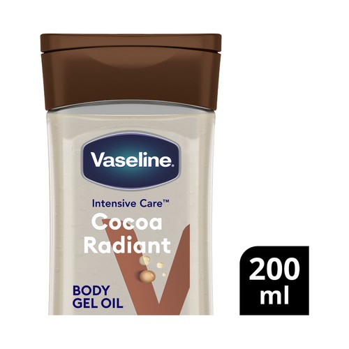 VASELINE Cocoa radiant Aceite corporal nutritivo con manteca de cacao 100% pura 200 ml.