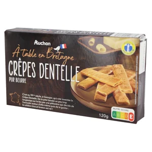 PRODUCTO ALCAMPO Barquillos crujientes con forma de crepes 120 g.