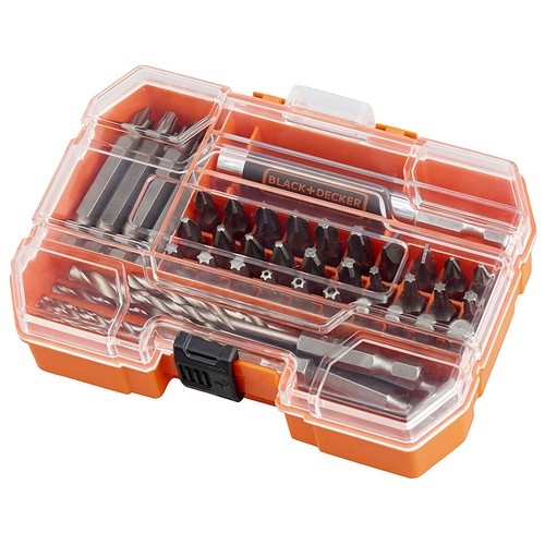 Juego de 45 piezas de taladro y atornillador, BLACK + DECKER A7234-XJ.