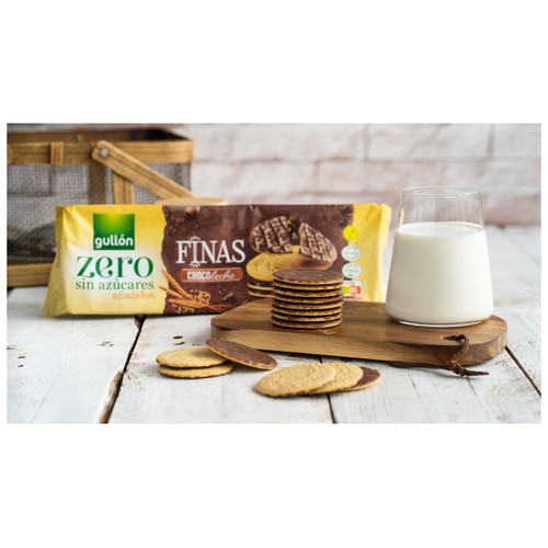 GULLÓN Zero Galletas finas chocolate con leche, sin azúcares añadido 150 g.