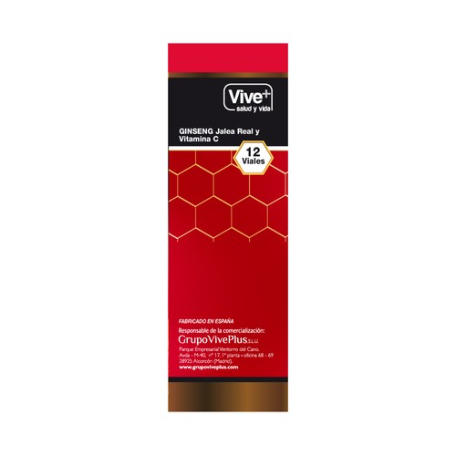 VIVE+ SALUD Y VIDA Ginseng, jalea real y vitamina C VIVE + SALUD Y VIDA 12 uds. x 10 ml.