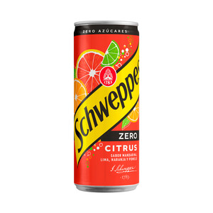 Imagen de SCHWEPPES CITRUS ZERO  Refresco sabor mandarina, lima, naranja y pomelo lata 33 cl.