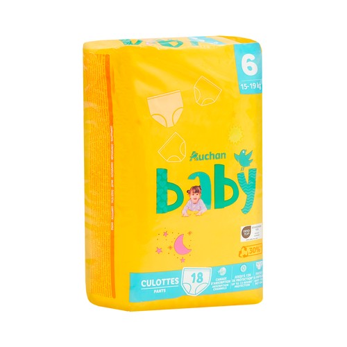 Pants (braguitas) de aprendizaje talla 6 para bebés de 15 a 19 kilogramos PRODUCTO ALCAMPO Baby 18 uds.
