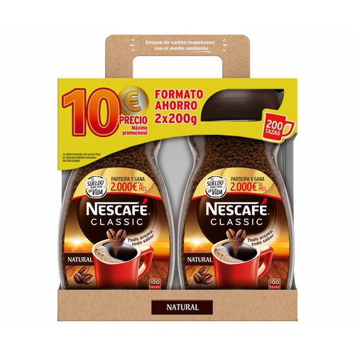 NESCAFÉ Café soluble natural  pack 2 uds x 200 g.