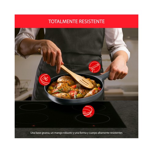 Sartén TEFAL Trattoria Pro de 28cm aluminio fundido antiadherente reforzado.
