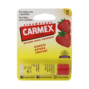 CARMEX Bálsamo labial hidratante (suaviza, hidrata y protege), especial labios secos y agrietados, sabor fresa CARMEX.