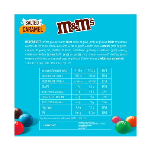 M&M"S Grajea chocolate cacahuete salado 176 gr.