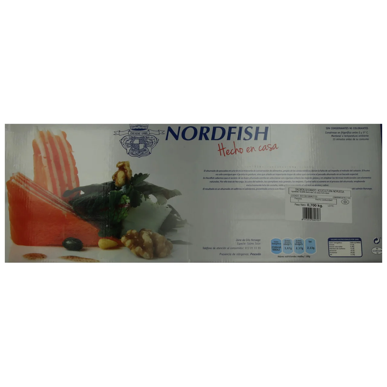 NORDFISH Salmón ahumado Noruego NORDFISH 700 g,