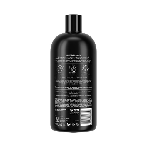 TRESEMMÉ Champú con aceite de argán y proteínas de seda, para cabellos secos o encrespados TRESEMMÉ Liso y sedoso 900 ml.
