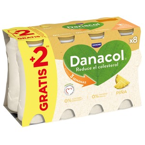 Imagen de DANACOL de Danone Leche fermentada desnatada con edulcorantes, esteroles vegetales añadidos y piña 8 x 100 g.
