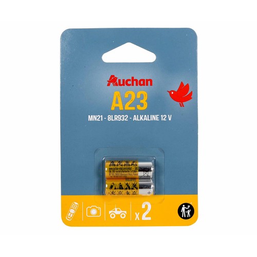 Pack de 2 pilas alcalinas A23, MN21, 12V, AUCHAN