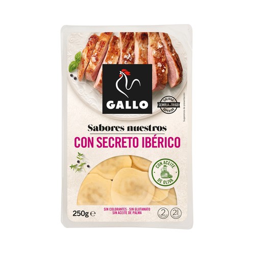 GALLO Sabores nuestros Raviolis de pasta fresca al huevo rellenos de secreto ibérico 250 g.