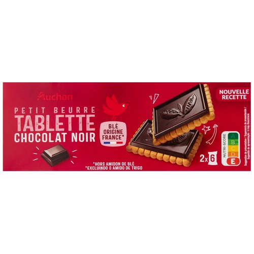 PRODUCTO ALCAMPO Galletas de mantequilla con tableta de chocolate negro 150 g.