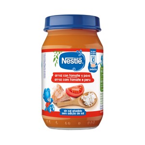 Imagen de NESTLÉ Tarrito (con pedacitos) de arroz con tomate y pavo, a partir de 10 meses 190 g.